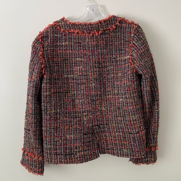 ZARA Tweed Jacket Cardigan Boucle Frayed Boucle M - Picture 8 of 11